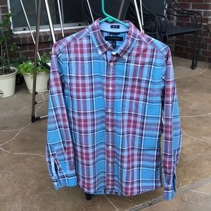 Tommy Hilfiger Blue and Red Button Down
